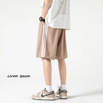 Пролетно-Летни мъжки Модерни Панталони до Коляното в вафельную Карирани и Шарени, Свободни Големи Улични Модни Шорти на експозиции за Мъже