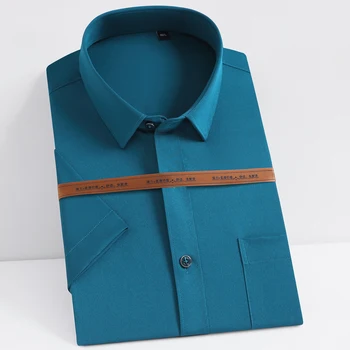 Мъжки ежедневни ризи-участък с къс ръкав, с един накладным джоб, стандартна бизнес однотонная базова риза за работа в офис