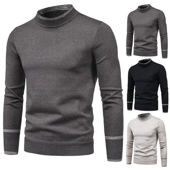 Есенно-зимен мъжки пуловер 2023 година, новият мъжки пролетен пуловер с полувысоким яка, тънки ежедневни долна риза, hoody, пуловер