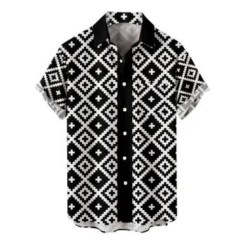 2023 Мъжки дрехи, 3d хавайска риза, мъжки модни ризи с геометричен принтом във формата на цвете кашу, однобортная риза за мъжете, върхове