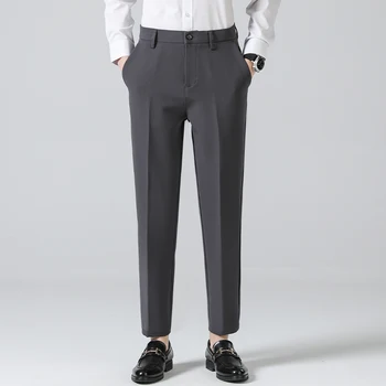 Нови Костюмные панталони, мъжки ежедневни директни корейски класически модерен бизнес панталони 2023, Стрейчевые дебнещ офис не железни официални панталони