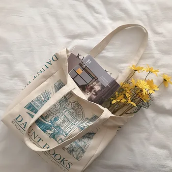 Дамски холщовая чанта през рамо, чанта за ежедневно пазаруване, студентски чанти за книги, чанти от памучен плат, голяма чанта за момичета