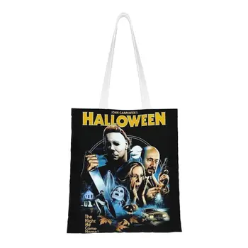 Множество чанта за покупки от филмите на ужасите, дамски холщовая чанта-тоут, преносим чанта Майкъл Майърс, торбички за пазаруване за Хелоуин