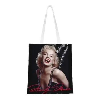 Изработена по поръчка американски модел, певица Мэрилинс, холщовая пазарска чанта, дамски преносима чанта за пазаруване, актриса, кино, Монро, чанти за пазаруване