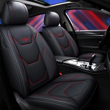 Кожен калъф за столче за кола Cadillac CTS SRX ATX SLS в спортен стил, за защита на столчето за кола отпред и отзад, аксесоари за пълно покритие на